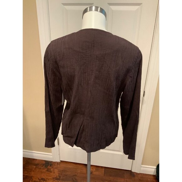 Eileen Fisher Brown Crinkle Zip Up Jacket, Size M - Picture 6 of 7